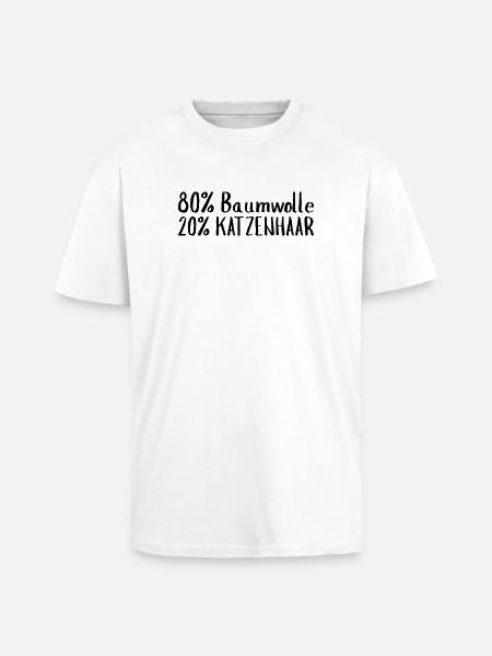 80% Cotton 20% Cat Hair Cat - Unisex Oversized Heavyweight T-shirt - white