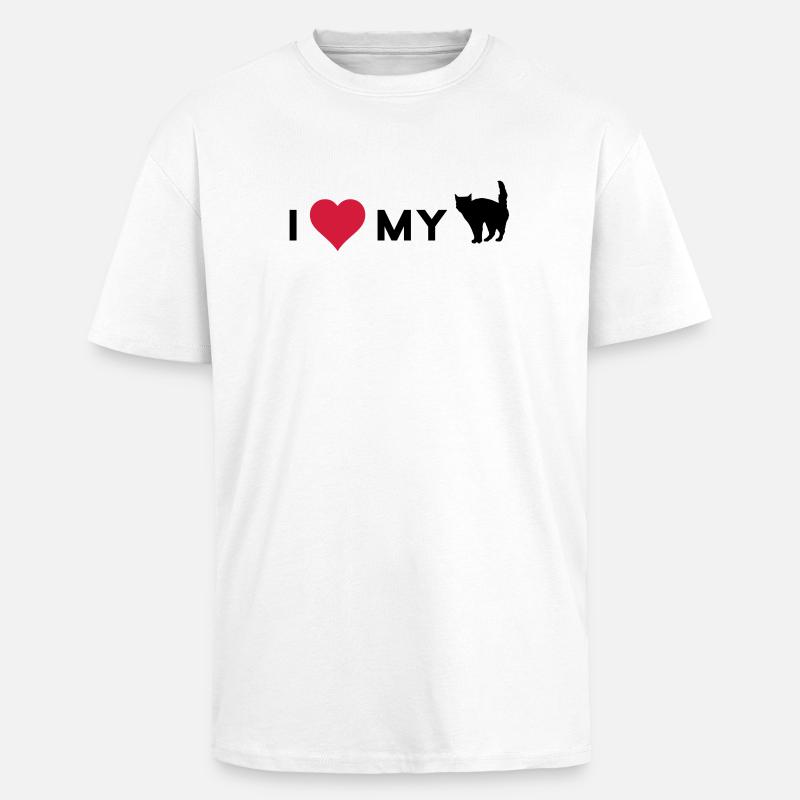 i love my cat - Oversized Heavyweight Unisex T-Shirt - Weiß