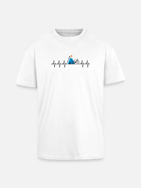 Bike Mountain Heartbeat Mtb - Unisex Oversized Heavyweight T-shirt - white