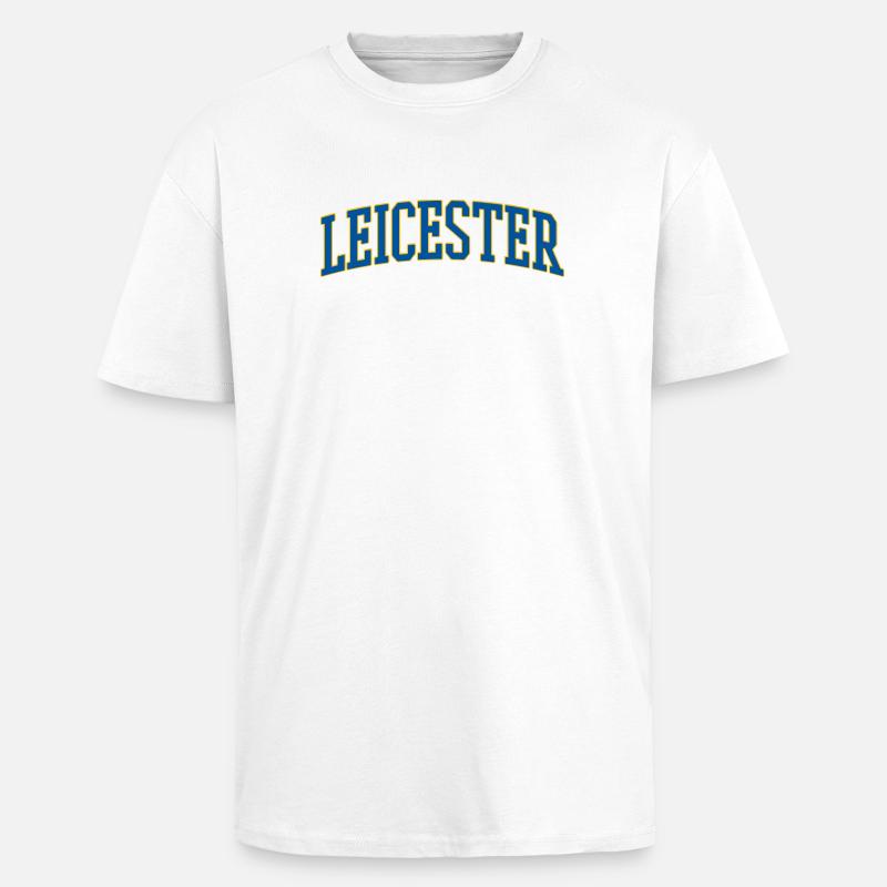 Leicester Varsity Wordmark - Oversized Heavyweight Unisex T-Shirt - Weiß