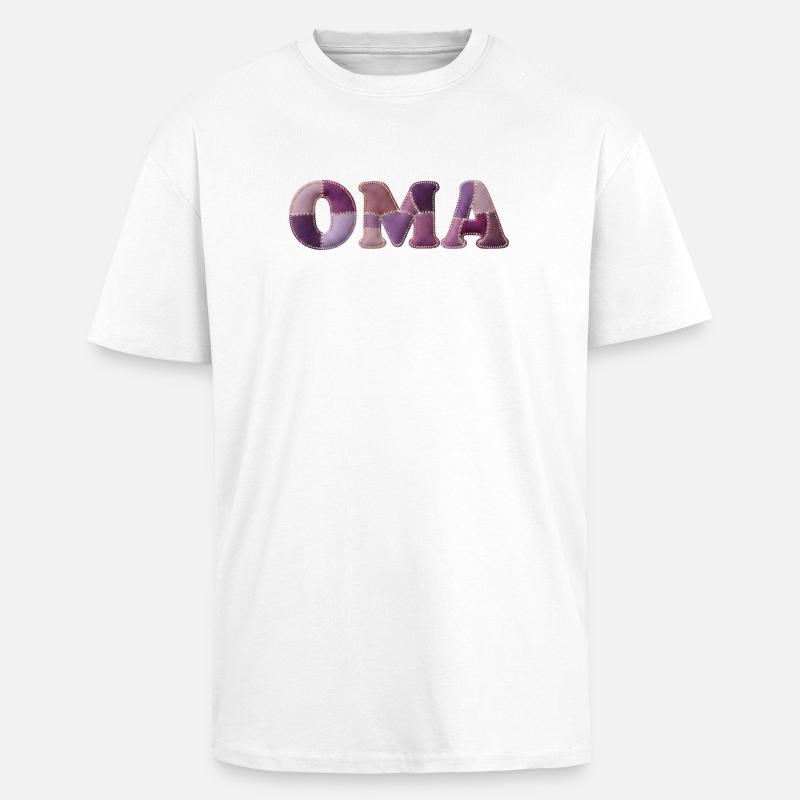 OMA Patchwork Stoff Design Geschenkidee - Oversized Heavyweight Unisex T-Shirt - Weiß