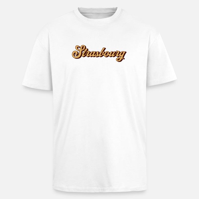 Strasbourg Script Souvenir - Oversized Heavyweight Unisex T-Shirt - Weiß