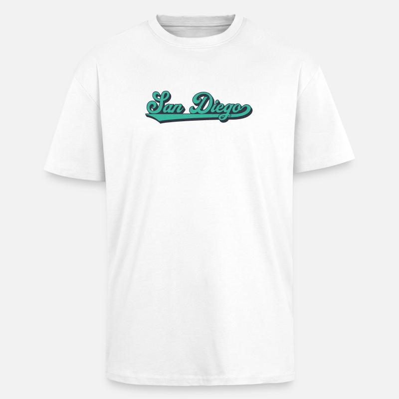 San Diego Script Retro Wave - Unisex Oversized Heavyweight T-shirt - white