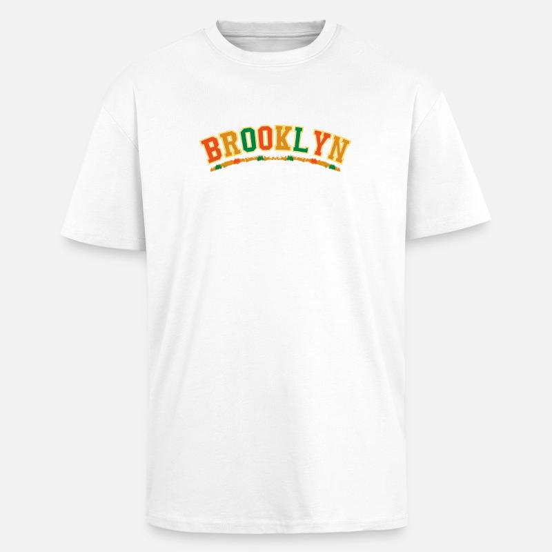 Emblème de l’arc universitaire de Brooklyn - T-shirt unisexe oversize épais - blanc