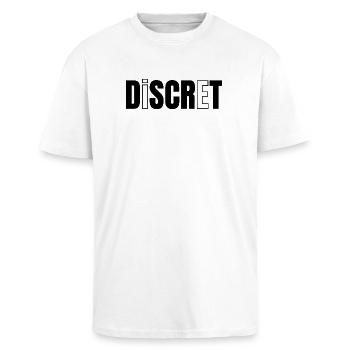 DISKRET! - Oversized Heavyweight Unisex T-Shirt - Weiß - Vorne - Alina (178cm) & Michal (187cm)