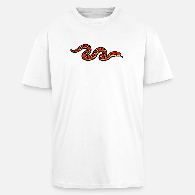 Fiery Snake Pattern - Unisex Oversized Heavyweight T-shirt - white