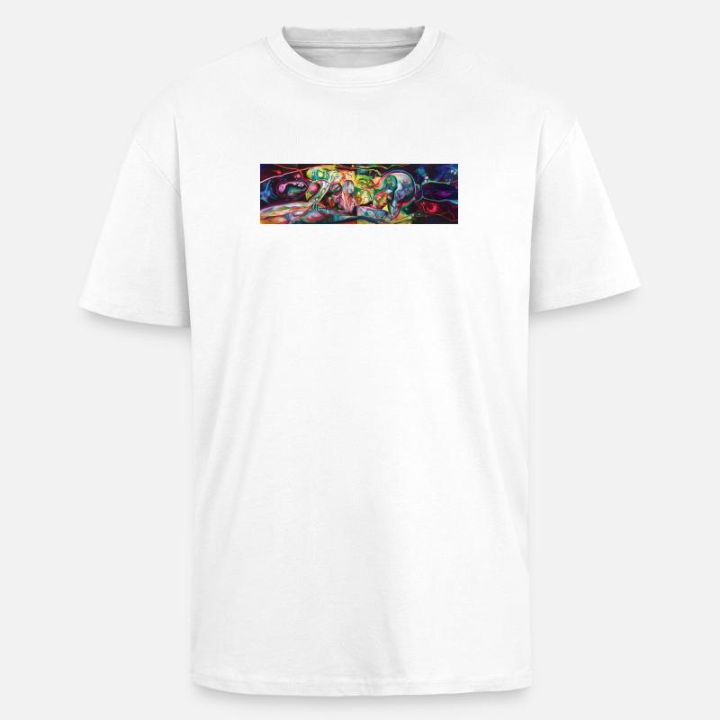Vivid Faces in Neon Graffiti - Unisex Oversized Heavyweight T-shirt - white