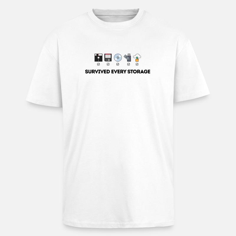 Entwicklung der Datenspeicherung – Tech-Ikonen - Oversized Heavyweight Unisex T-Shirt - Weiß