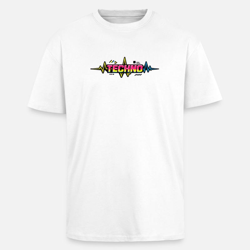 Techno Neon Pulse - Oversized Heavyweight Unisex T-Shirt - Weiß