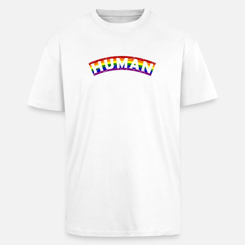 Human Pride Flag Design - Unisex Oversized Heavyweight T-shirt - white
