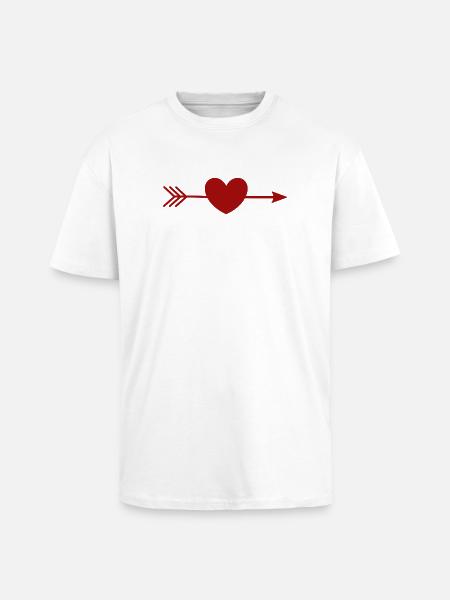 Cadeau rouge de la Saint-Valentin - T-shirt unisexe oversize épais - blanc