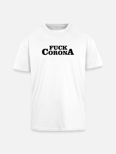 FUCK CORONA - Unisex Oversized Heavyweight T-shirt - white
