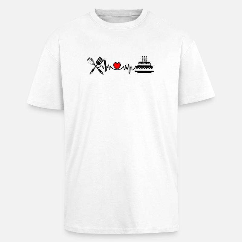 Cardio Herzfrequenz Küche 3 - Oversized Heavyweight Unisex T-Shirt - Weiß