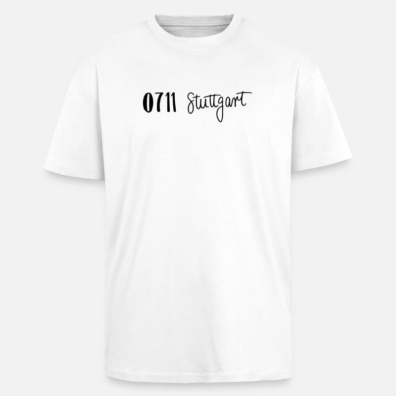 0711 Stuttgart, Germany - Unisex Oversized Heavyweight T-shirt - white