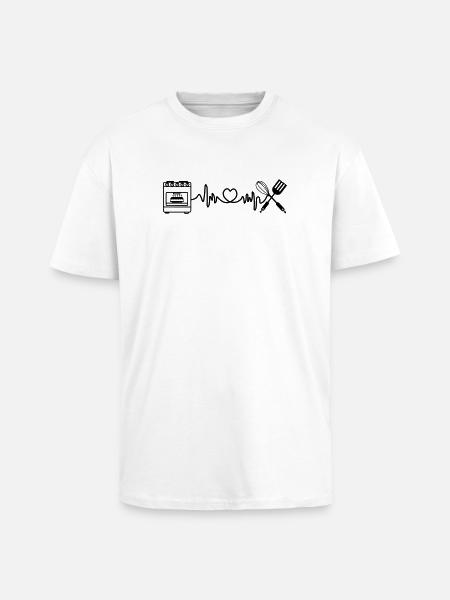 Cardio Herzfrequenz Küchenofen - Oversized Heavyweight Unisex T-Shirt - Weiß