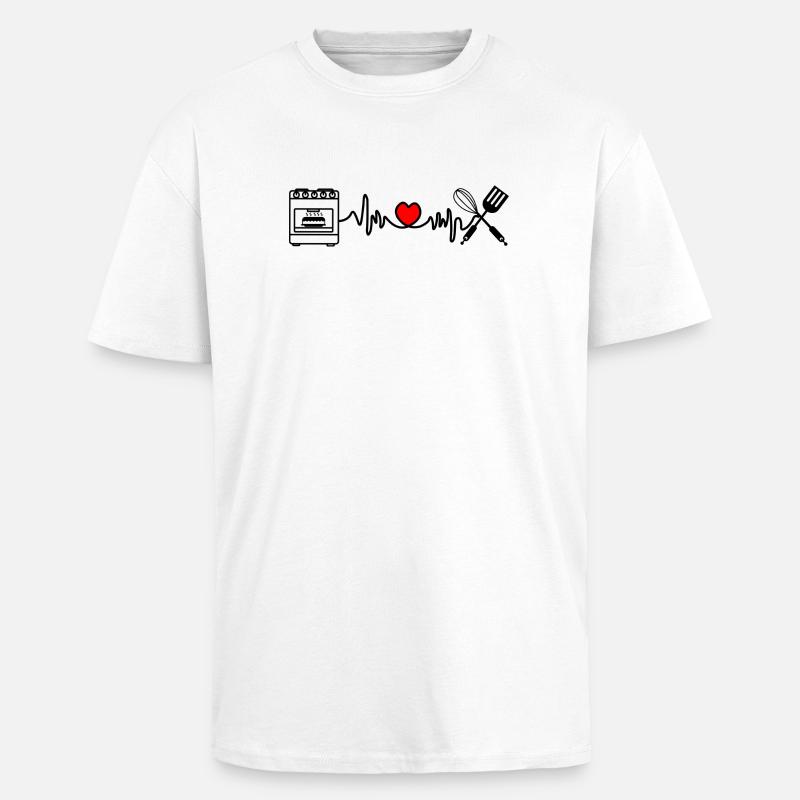 Cardio Herzfrequenz Küche 4 - Oversized Heavyweight Unisex T-Shirt - Weiß