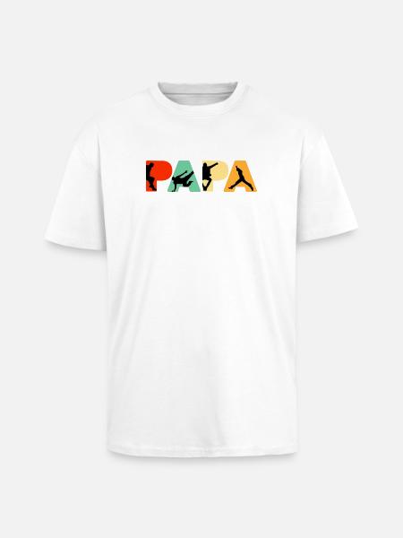 Papa Parkour Retro Freerunning Traceur Dad - Unisex Oversized Heavyweight T-shirt - white