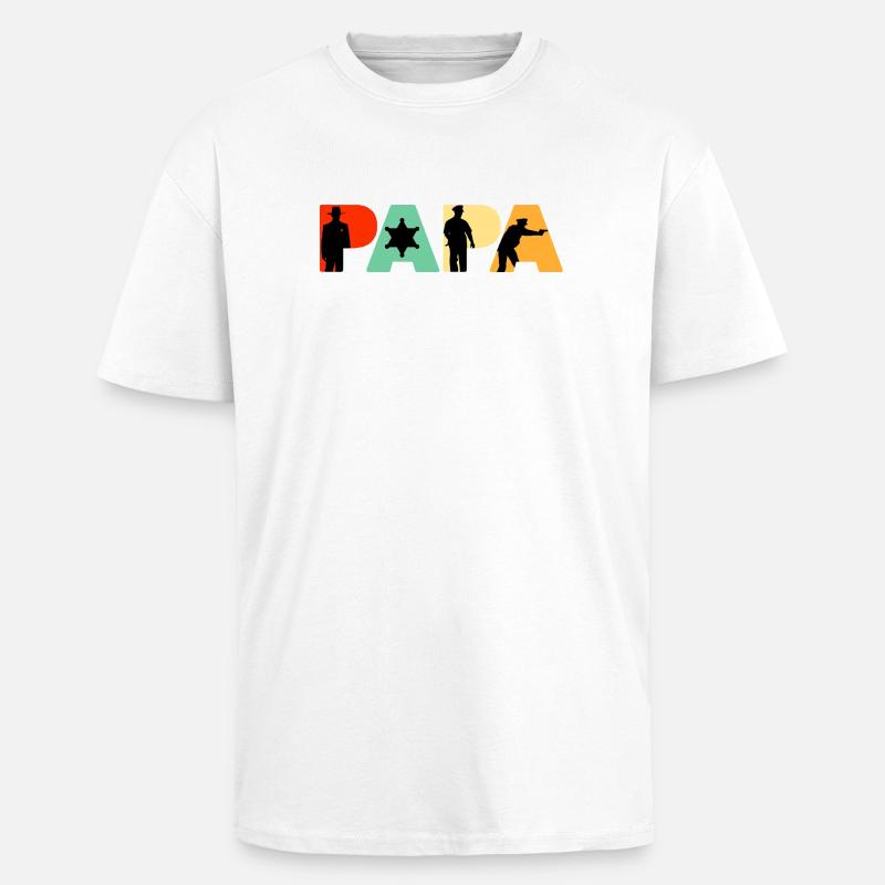 Papa Sheriff Polizeibeamter Polizeigeschenk - Oversized Heavyweight Unisex T-Shirt - Weiß