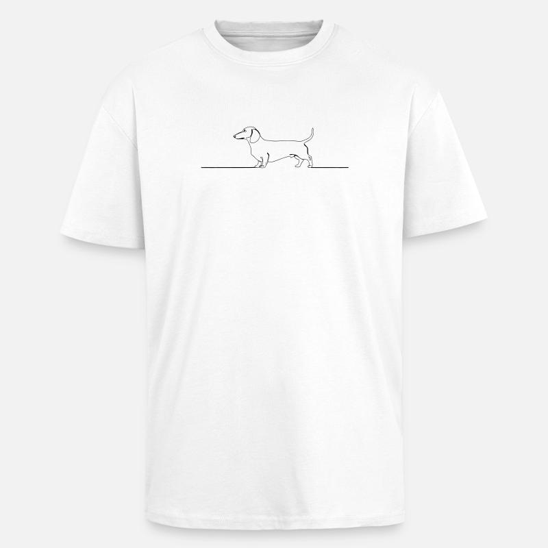 Art d’une ligne teckel teckel - T-shirt unisexe oversize épais - blanc