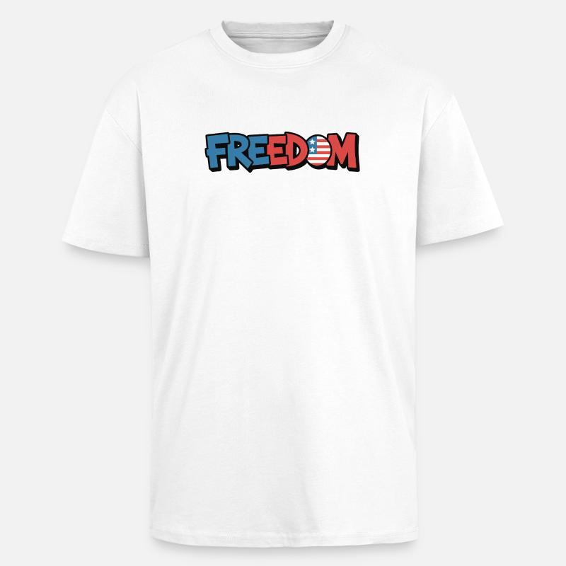 Freedom Typografie Statement Design - Oversized Heavyweight Unisex T-Shirt - Weiß
