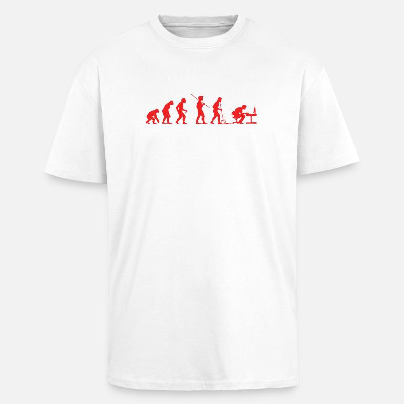 Evolution Gamer | Computer Freak Nerd PC - Oversized Heavyweight Unisex T-Shirt - Weiß