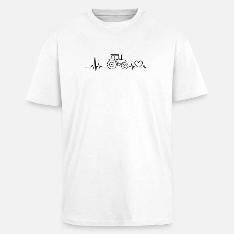Traktor Puls EKG Herzfrequenz - Oversized Heavyweight Unisex T-Shirt - Weiß