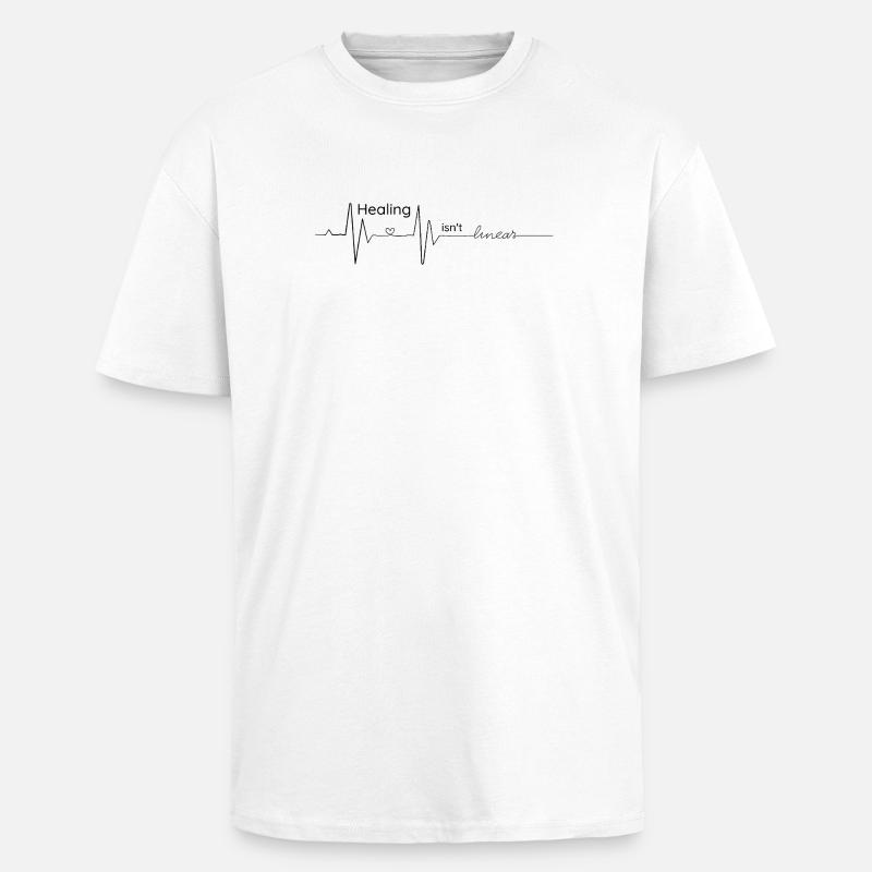 Healing is not linear - cardiogram - Unisex Oversized Heavyweight T-shirt - white