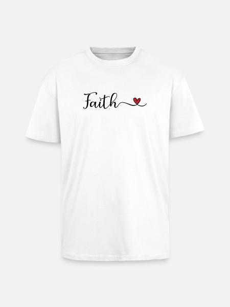 Glaubenstypografie mit Herz - Oversized Heavyweight Unisex T-Shirt - Weiß