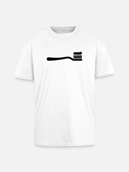 Toothbrush with toothpaste, dental hygiene - Unisex Oversized Heavyweight T-shirt - white