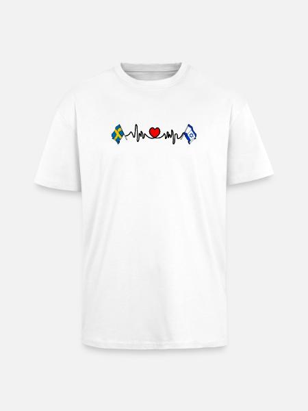 Cardio heart Drapeau Suède, drapeau Israël - T-shirt unisexe oversize épais - blanc