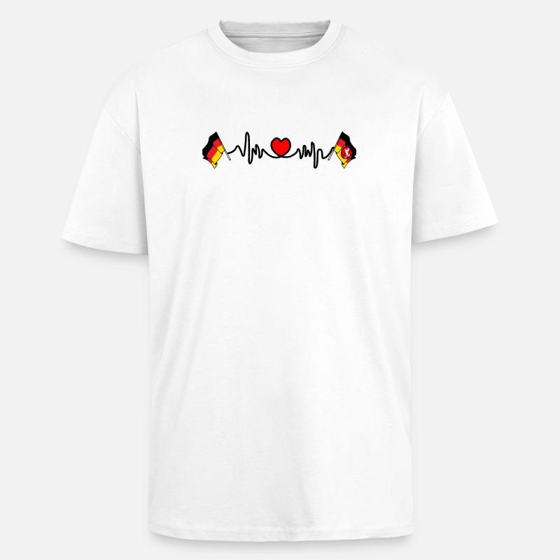 Cardio heart Drapeau Allemagne, drapeau Basse-Saxe - T-shirt unisexe oversize épais - blanc