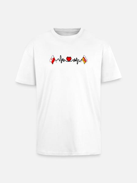 Cardio heart Drapeau Pologne, drapeau Lubin - T-shirt unisexe oversize épais - blanc