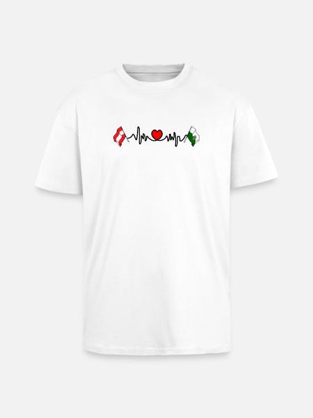 Steiermark-Flaggen mit Herzschlag - Oversized Heavyweight Unisex T-Shirt - Weiß