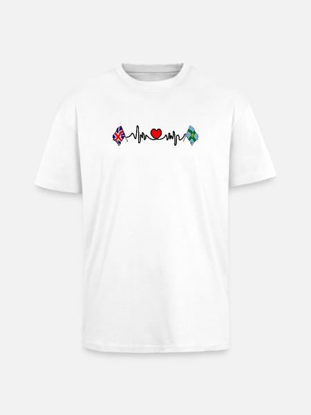 Derbyshire & UK Heartbeat - Unisex Oversized Heavyweight T-shirt - white