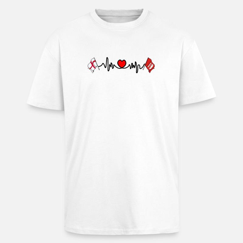 Warwickshire & England Herzfrequenz - Oversized Heavyweight Unisex T-Shirt - Weiß