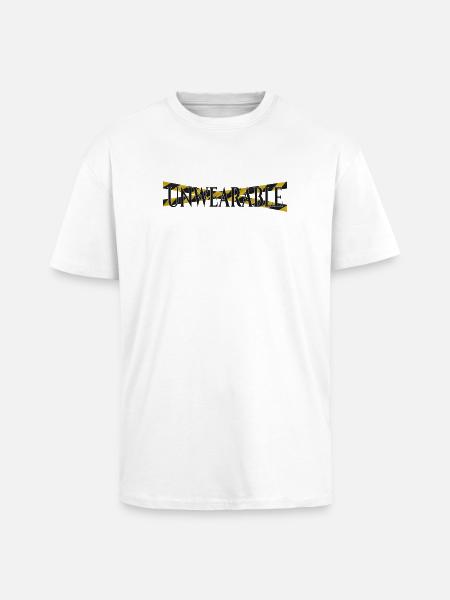 Untragbar – Statement-Design mit Warnband - Oversized Heavyweight Unisex T-Shirt - Weiß