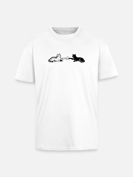 Cats Touch Paws Michelangelo - Unisex Oversized Heavyweight T-shirt - white