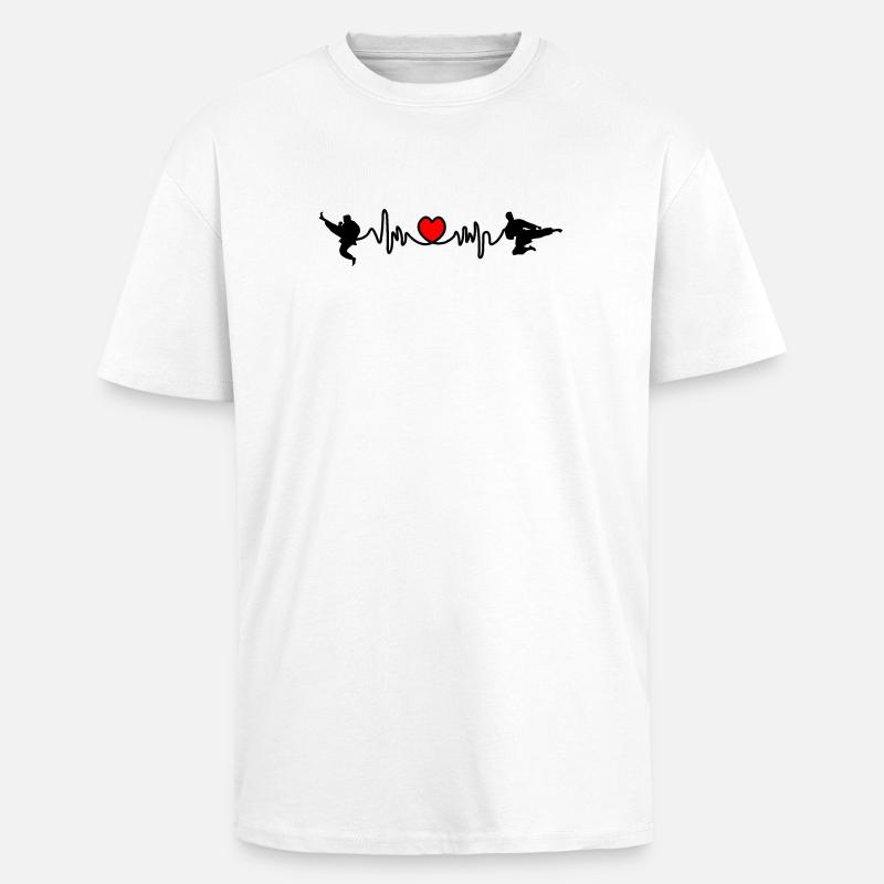 Karate Cardio oder Herzfrequenz mit Karate-Kicks - Oversized Heavyweight Unisex T-Shirt - Weiß