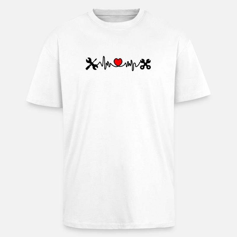 Werkzeuge mit Herzkardiogramm - Oversized Heavyweight Unisex T-Shirt - Weiß