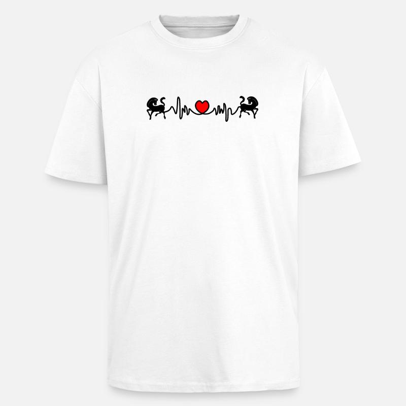 Zwei Pferde Cardio-Herzfrequenz - Oversized Heavyweight Unisex T-Shirt - Weiß