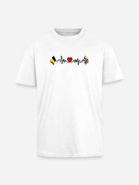 Cardio heart flag Belgium, West Flanders - Unisex Oversized Heavyweight T-shirt - white