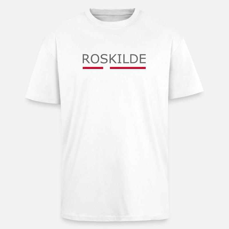Roskilde - Drapeau du Danemark - Dänemark - T-shirt unisexe oversize épais - blanc