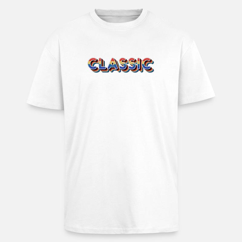 Klassischer Regenbogen-Retro-Text - Oversized Heavyweight Unisex T-Shirt - Weiß
