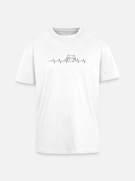 Tiny House EKG - Oversized Heavyweight Unisex T-Shirt - Weiß