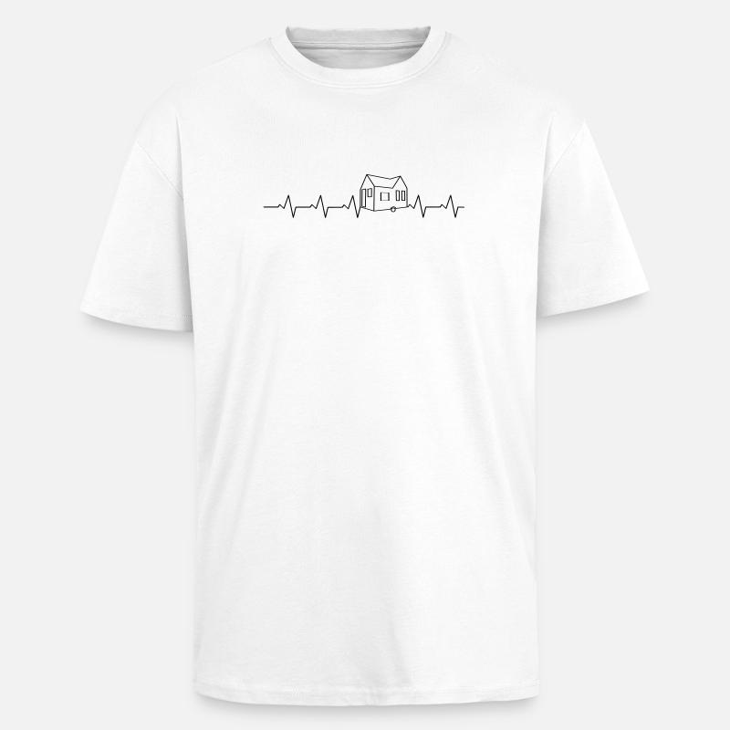 Tiny House EKG - Oversized Heavyweight Unisex T-Shirt - Weiß