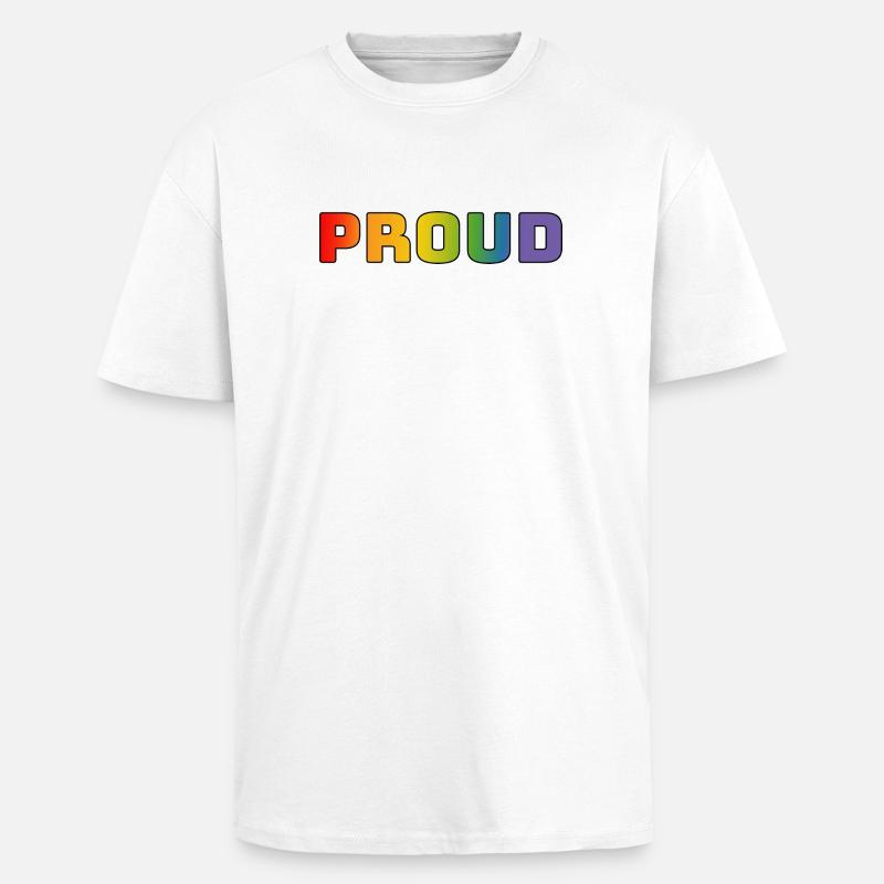 Rainbow proud black - Unisex Oversized Heavyweight T-shirt - white