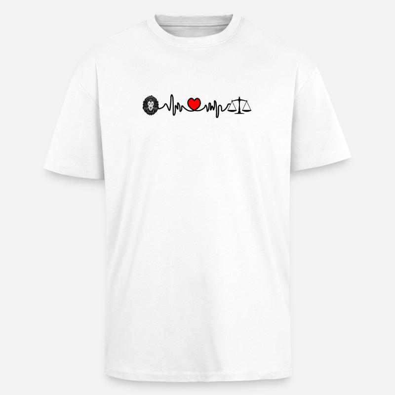 Herzfrequenz-Cardio-Löwen-Waage - Oversized Heavyweight Unisex T-Shirt - Weiß