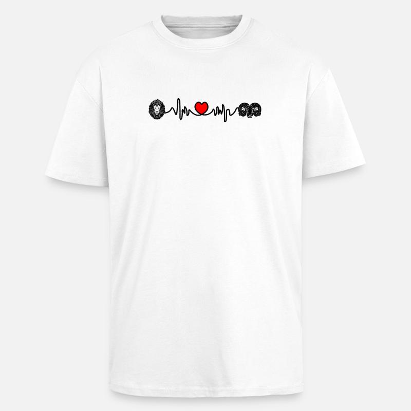 Herzfrequenz Cardio Löwe Widder - Oversized Heavyweight Unisex T-Shirt - Weiß