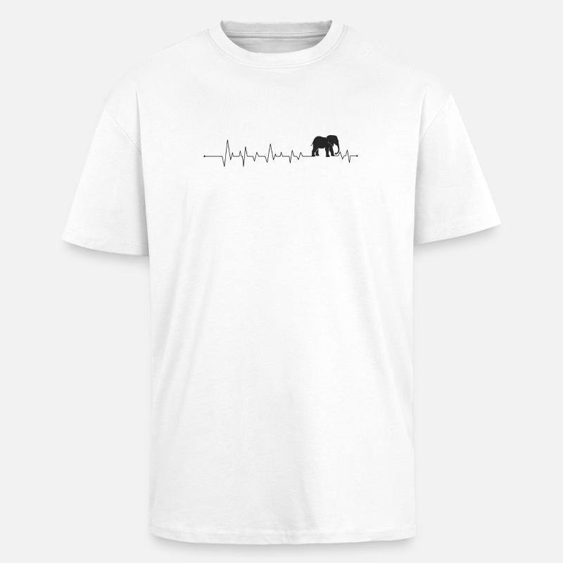 Silhouette d’éléphant : Floraison nocturne - T-shirt unisexe oversize épais - blanc