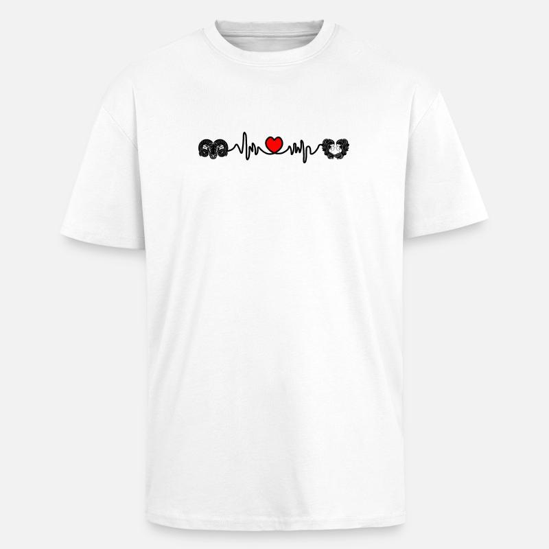 Herzfrequenz Cardio Widder Zwillinge - Oversized Heavyweight Unisex T-Shirt - Weiß